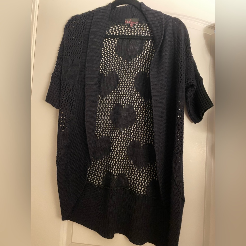 Black Hearts Open-Knit Cardigan